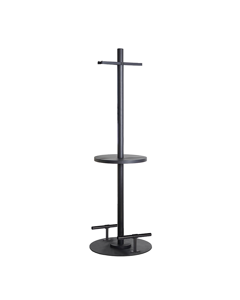 Pole joiner - Freestanding workstation with shelf and footrests
